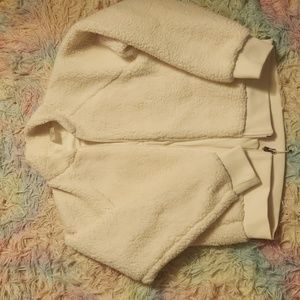 CALIA By Carrie womens white bomber L Sherpa full zip jacket size XS